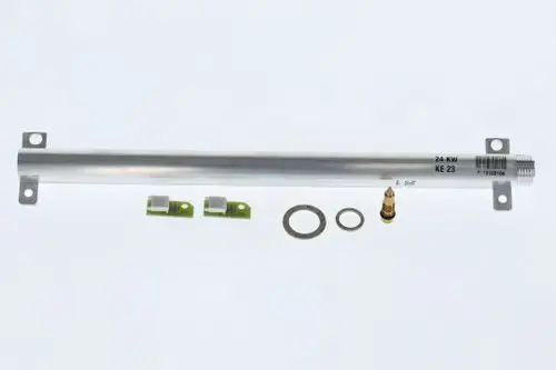 BOSCH Umbausatz bestehend aus einem langen Metallrohr, zwei Platinen, einer Dichtung und einem kleinen Bauteil, auf hellem Hintergrund.
